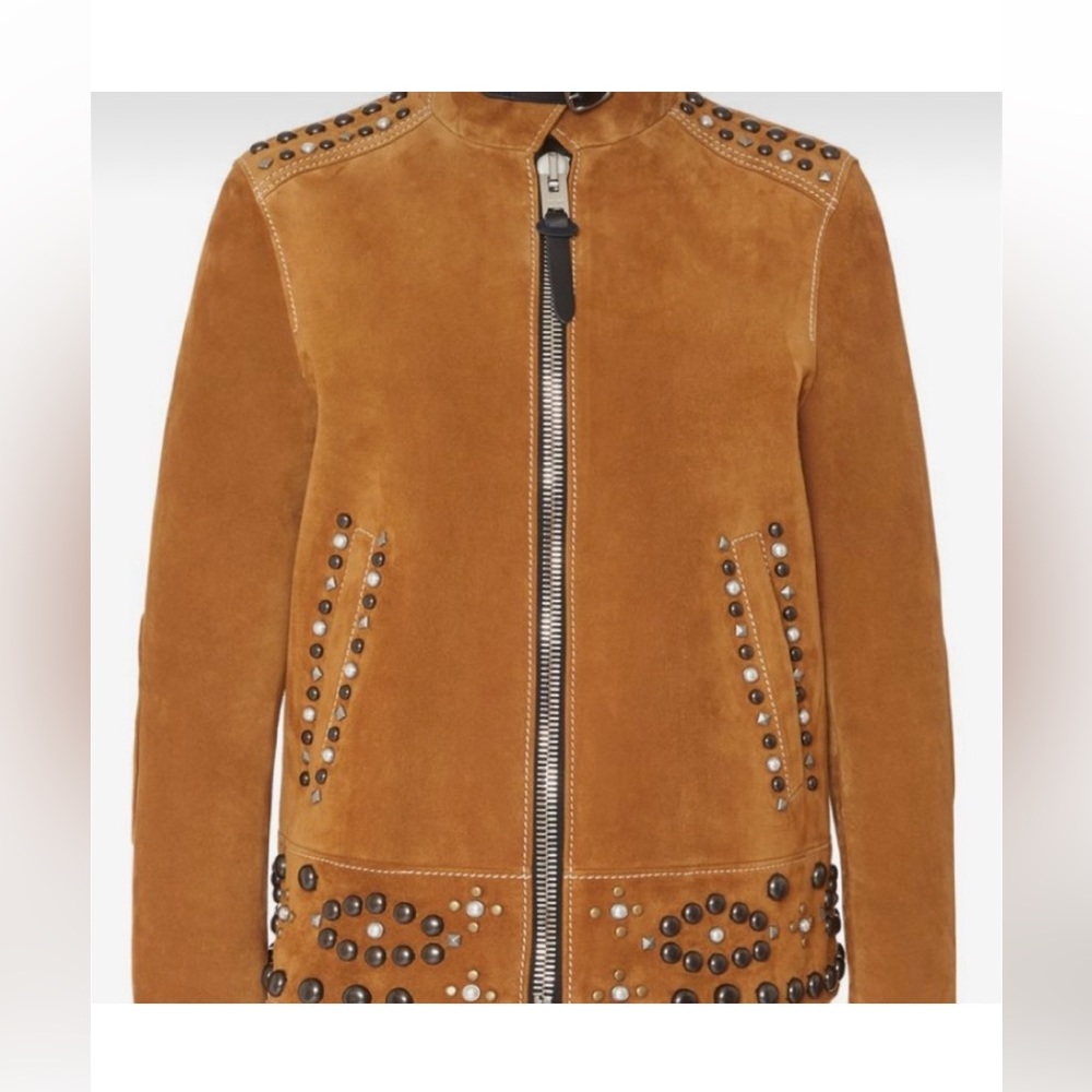 Coach lamb suede leather jacket with studs